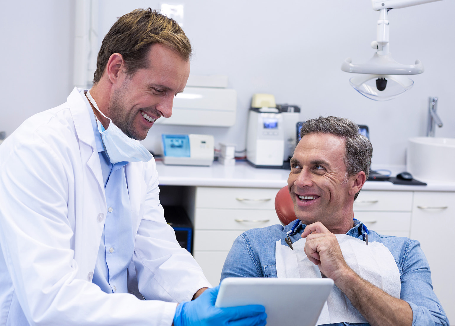 Dental implant placement procedure with local anesthesia and sedation